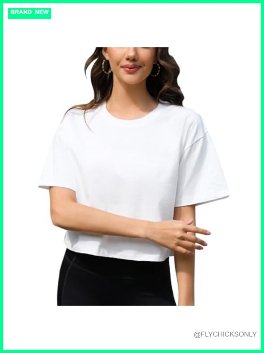 Women's 100% Cotton Workout Crop Top Oversized Drop Shoulder Tee